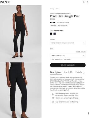 SPANXsupersmooth® PerfectFit Ponte Slim Straight Pant- Size M
